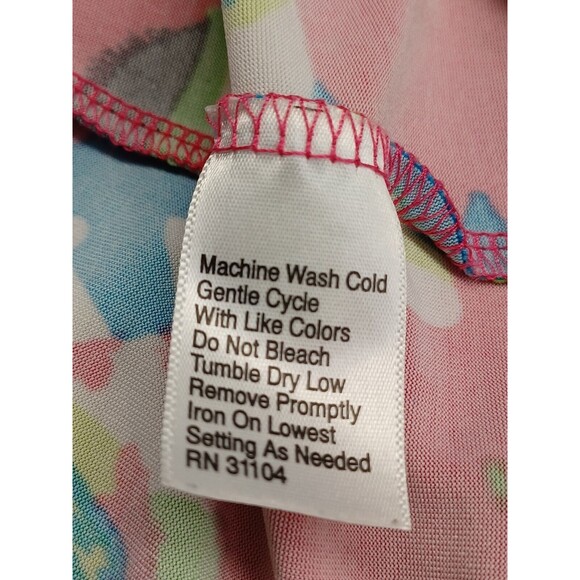 Kim Rogers Stretch Dress Pink Blue Watercolor Floral Pleated Short Sleeve 2X - Picture 11 of 11